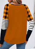 Orange Patchwork Halloween Print Long Sleeve Sweatshirt