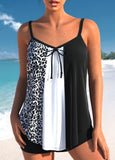 【24H Dispatch】Patchwork Leopard Black Bowknot Tankini Set