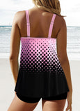 【24H Dispatch】Patchwork Ombre Pink Double Straps Tankini Top