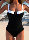 Cut Out Bowknot Black One Piece Swimwear