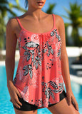 Tummy Coverage Floral Print Tankini Top