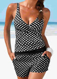 Polka Dot Print Slim Tankini Set