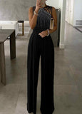 Studded Cutout Ruched Wide Leg Jumpsuit