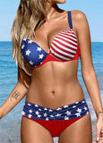 Flag Spaghetti Padded Bikini Suit