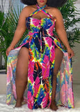 Tie Dye High Waist Two Piece Dresses