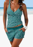 Polka Dot Print Slim Tankini Set