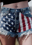 Striped Flag Mid Waist Straight Shorts