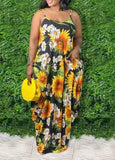 Halter Floral Print Spaghetti Strap Maxi Dress - soofoom.com