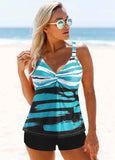 Criss Cross Back Printed Tankini Set - soofoom.com