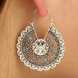 Silver Lotus Design Metal Earring Set - soofoom.com