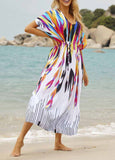 Floral  Printed Wrap Cover Up For Beach - soofoom.com