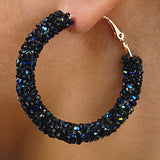 Circle Design Black Metal Earring Set