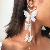 Pearl Detail Butterfly Design Earring Set - soofoom.com