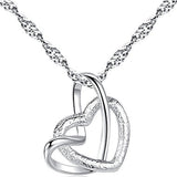 Silver Metal Double Heart Design Necklace - soofoom.com