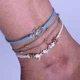 Turtle and Dolphin Design Anklet Set