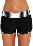 Mid Waist Monochrome Stripe Swimwear Shorts - soofoom.com