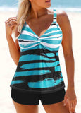 Criss Cross Back Printed Tankini Set