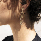 Gold Metal Letter Design Earring Set