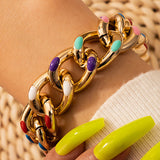 Colorful Dot Design Gold Metal Bracelet