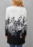 Floral Print Lace Stitching Long Sleeve T Shirt