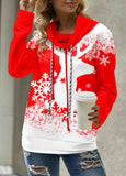 Christmas Print Cowl Neck  Sweatshirt