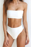 Bandeau High Cut And Waisted Bikini Set