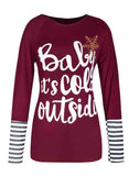 Christmas Lettered Print Crew Neck T-shirt