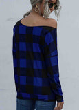 Diagonal Collar Plaid Simple T-Shirt