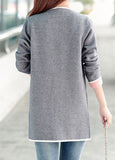 Pocket Design Long Sleeve Grey Cardigan