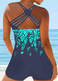 Printed Wide Strap Tankini Set