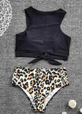 Leopard Print Strappy High Waist Bikini