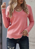 Solid  Lace Knit Sweater