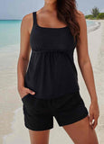 Black Flared Tankini Set