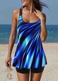 Printed Elegant Spaghetti Strap Tankini Set