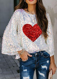 Sequin Heart-shaped  Party Pullovers