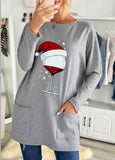 Christmas Graphic Print Long Sleeve Tunic Shirt