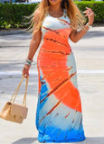 Tie Dye Print Sleeveless Casual Maxi Dress