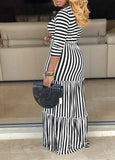 Plus Size Striped Maxi Dress - soofoom.com