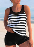 Striped Wide Strap Tankini Top