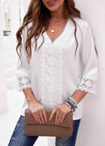 Lace V-neck Pullover Blouse