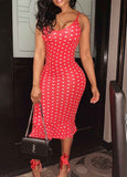 Polka Dot Printed Cami Flounce Dress - soofoom.com