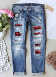 Patchwork Hollow Out Ripped Jeans