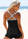 Criss Cross Back Printed Tankini Set - soofoom.com