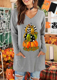 NEW! Pumpkin Print Side Pocket Halloween Tunic Top