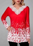 Snowflake  Printed  Lace T-Shirt