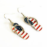 Rhinestone Metal American Flag Print Earrings - soofoom.com