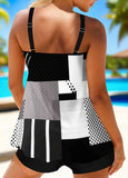 Geometric Print Double Straps Tankini Top