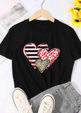 Heart Printed Cotton Short Sleeve T-Shirt