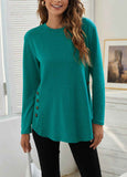 Button-Accent Long-Sleeve Tunic Top