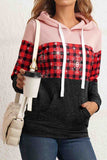 Plaid Color Block Long Sleeve Hoodie